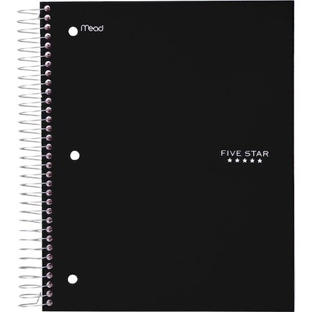 Mead 5-Star Notebook, 5-Sub, 9-1/2inx10-1/2in, Black MEA72045